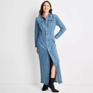 Universal Thread Women's Long Sleeve Denim Shirt Maxi Dress - NWT Size 12R